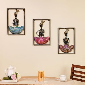 Solimo Metal Wall Decor – Set of 3 Decorative Multicolor Wall Art Sculptures